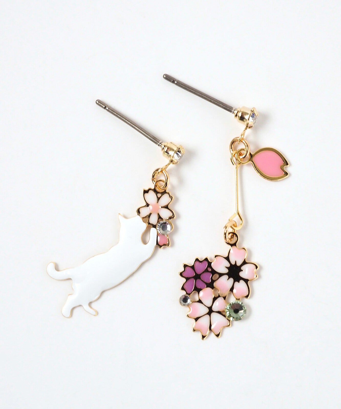 Cherry Blossoms Cat Earrings