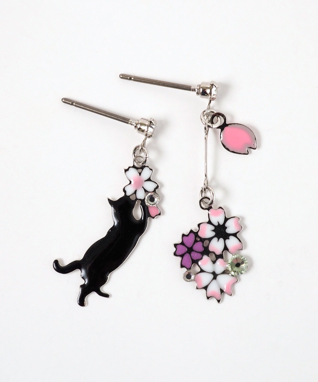 Cherry Blossoms Cat Earrings