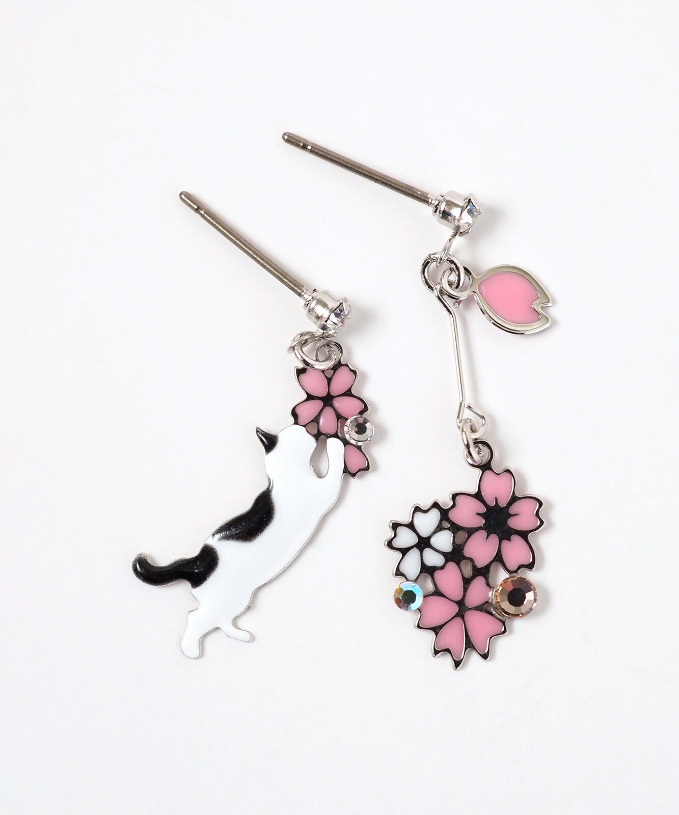 Cherry Blossoms Cat Earrings