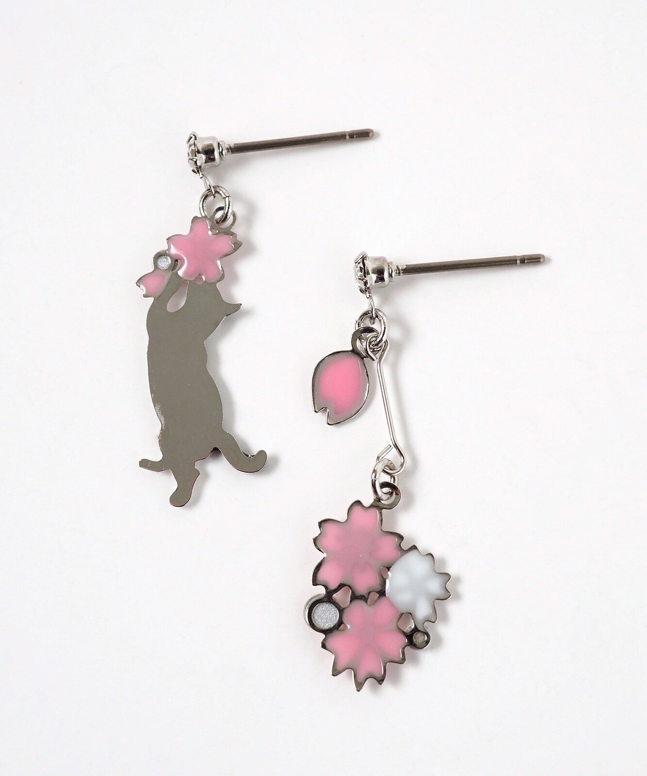 Cherry Blossoms Cat Earrings