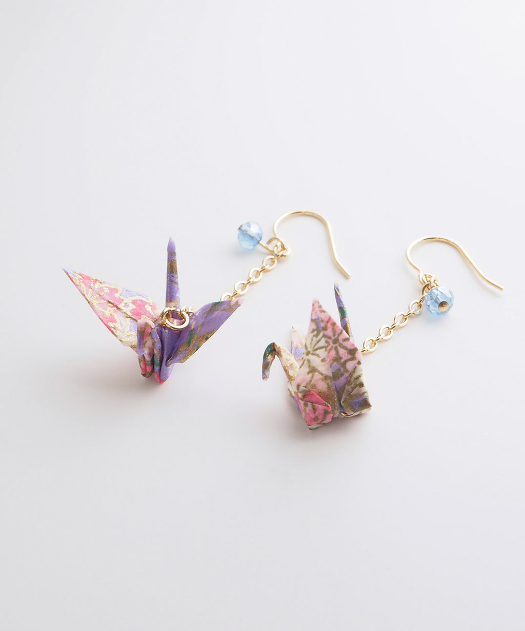 Origami Crane Pierced Earrings
