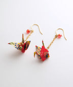 Origami Crane Pierced Earrings