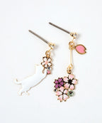 Cherry Blossoms Cat Earrings