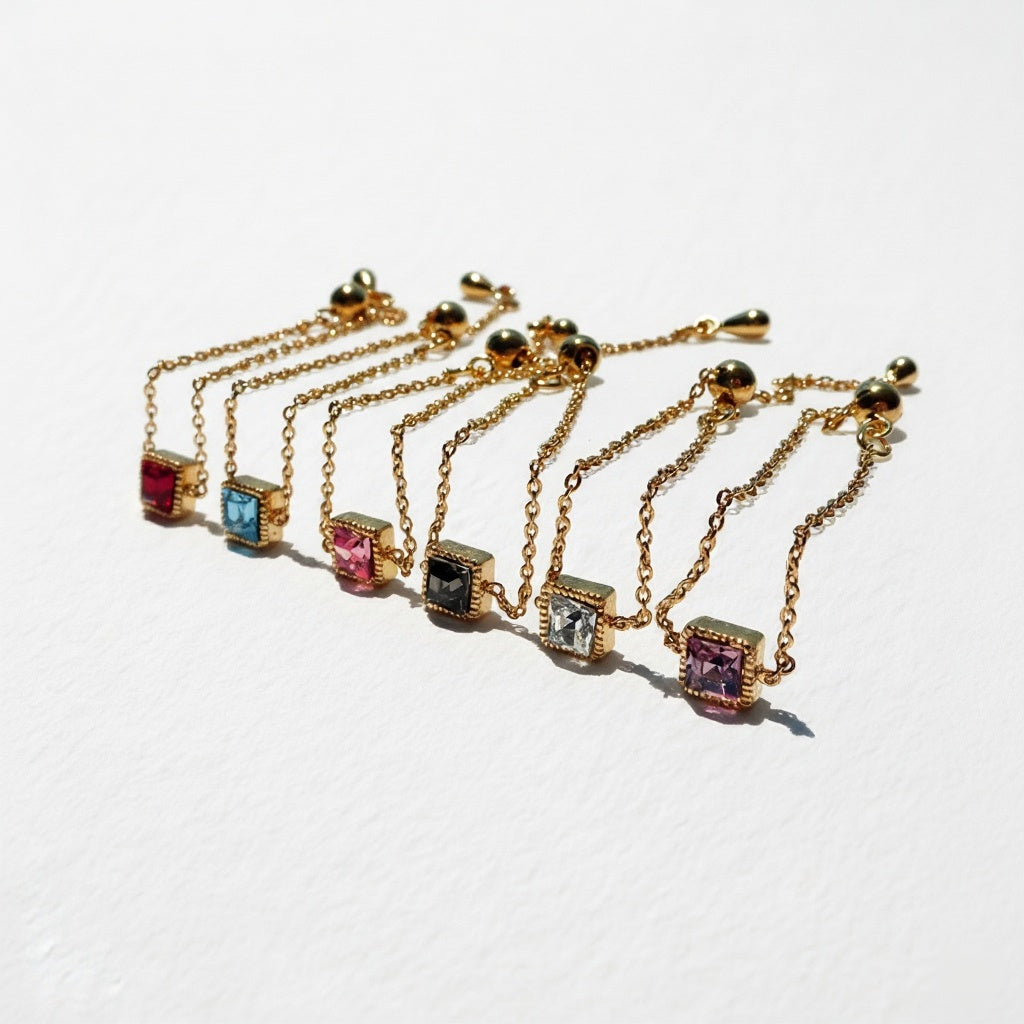 Bijoux stone gold chain ring