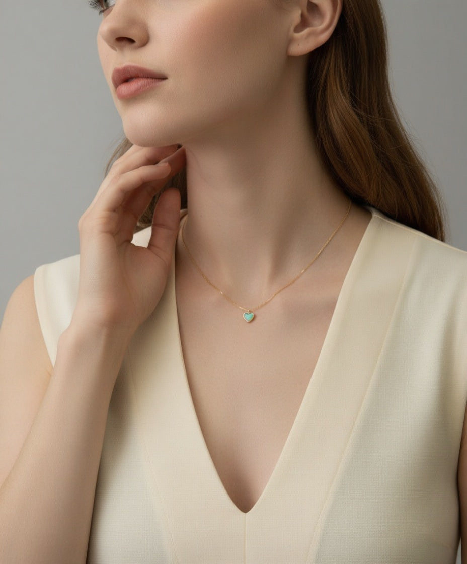 Natural Heart Stone Necklace