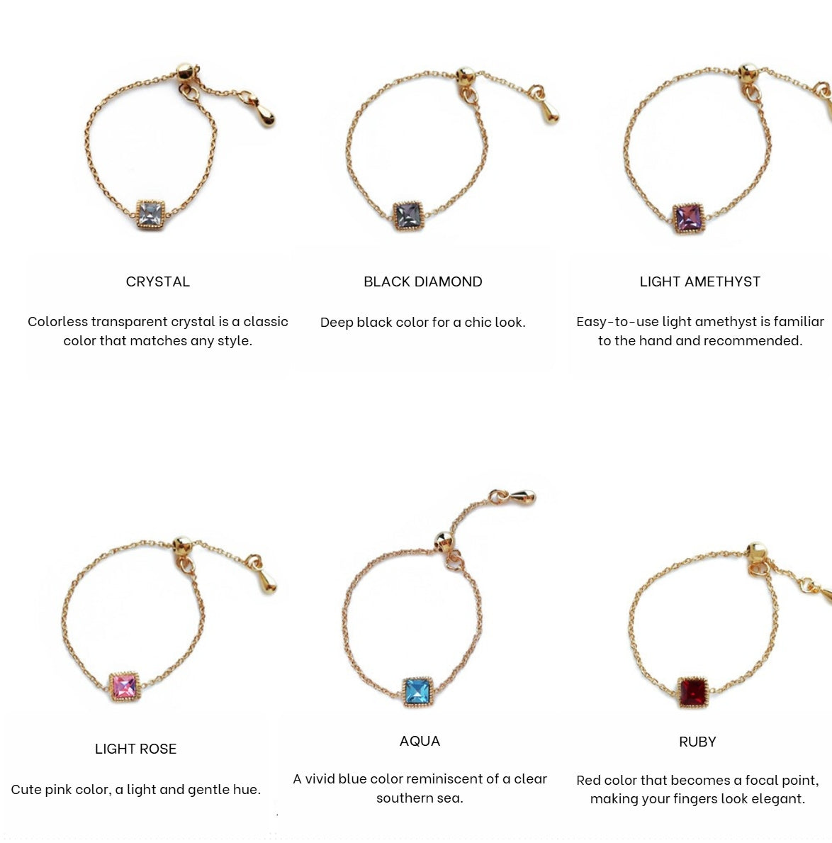 Bijoux stone gold chain ring