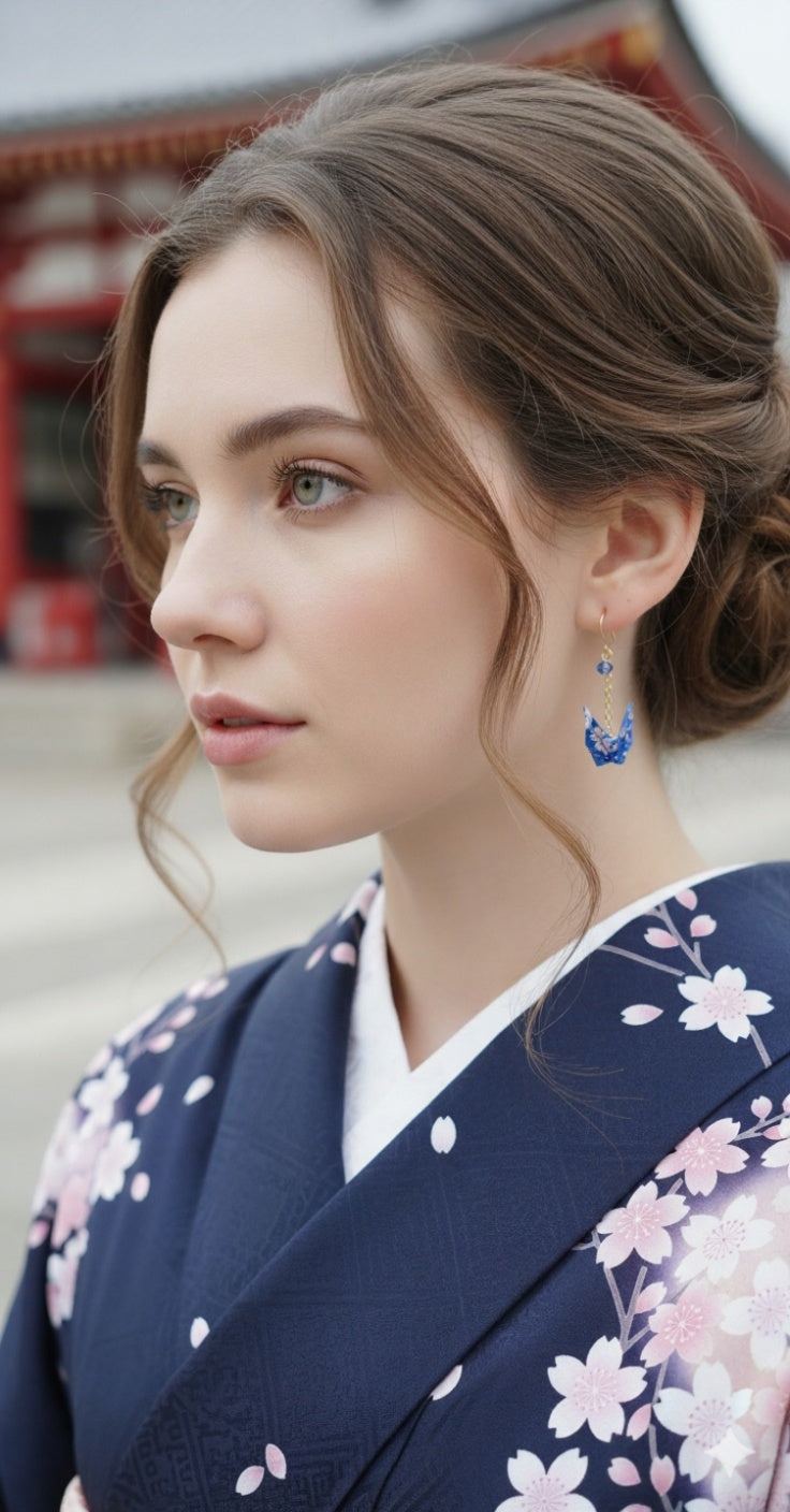 Origami Crane Pierced Earrings